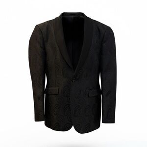 Men's Black Paisley Shawl Collar Tuxedo Blazer L